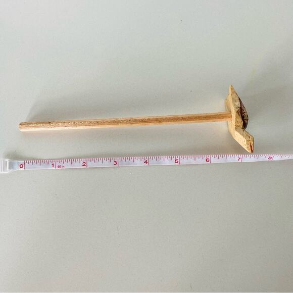 NEW VINTAGE Red Natural Tan Wooden Handmade Carved Turtle Pencil Hawaiian Hawaii - Picture 4 of 5